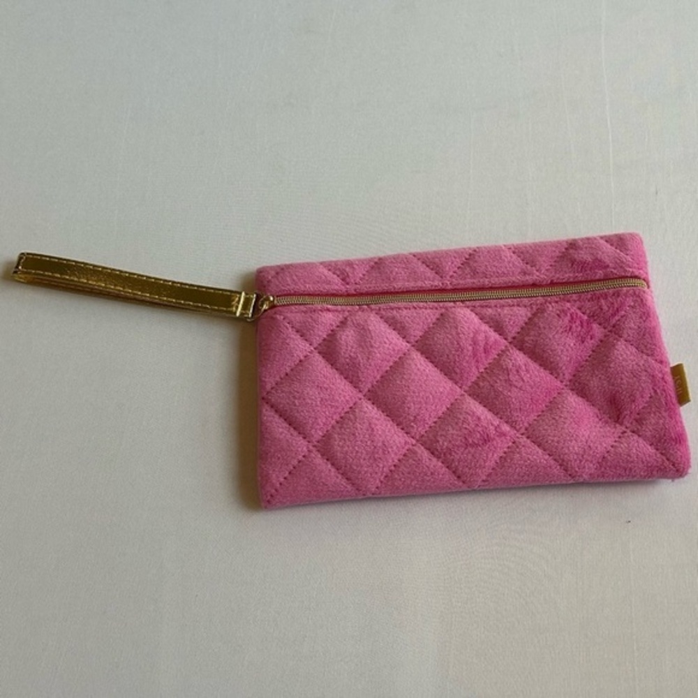Ipsy Glam Bag Quilted Velour Makeup Bag with Wristlet